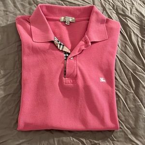 Burberry classic fit pink mens polo shirt.